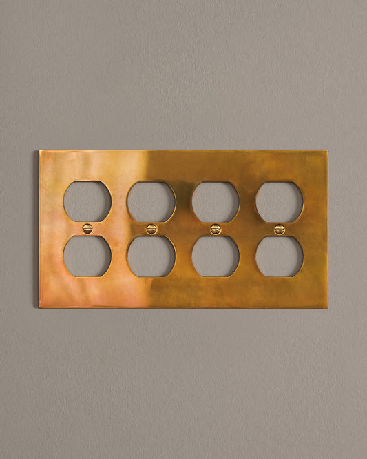 deVOL Heirloom Brass Duplex Plate - 4 Gang