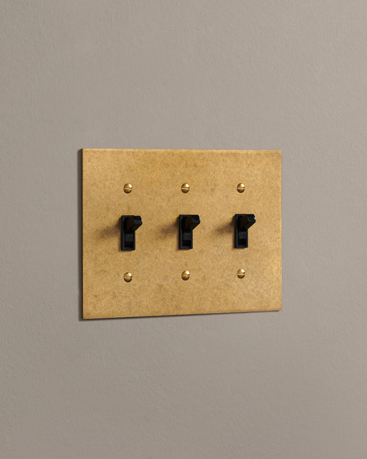 deVOL Aged Brass Toggle Switch - 3 Gang