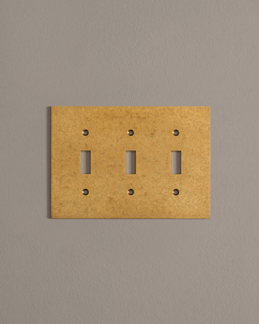 deVOL Aged Brass Toggle Plate - 3 Gang