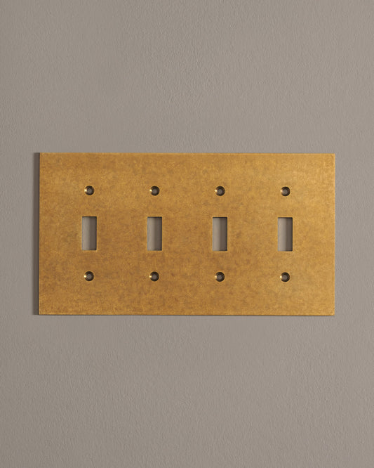 deVOL Aged Brass Toggle Plate - 4 Gang