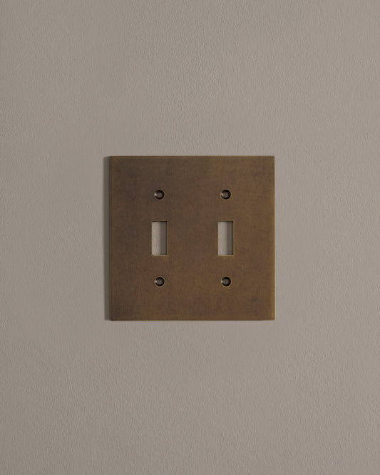 deVOL Oxidised Brass Toggle Plate - 2 Gang