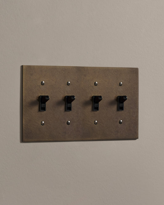 deVOL Oxidised Brass Toggle Switch - 4 Gang