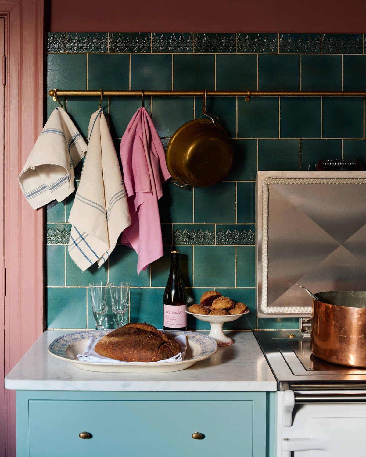 Vintage Teal Lace Market Tiles - Plain Long Metro TEST