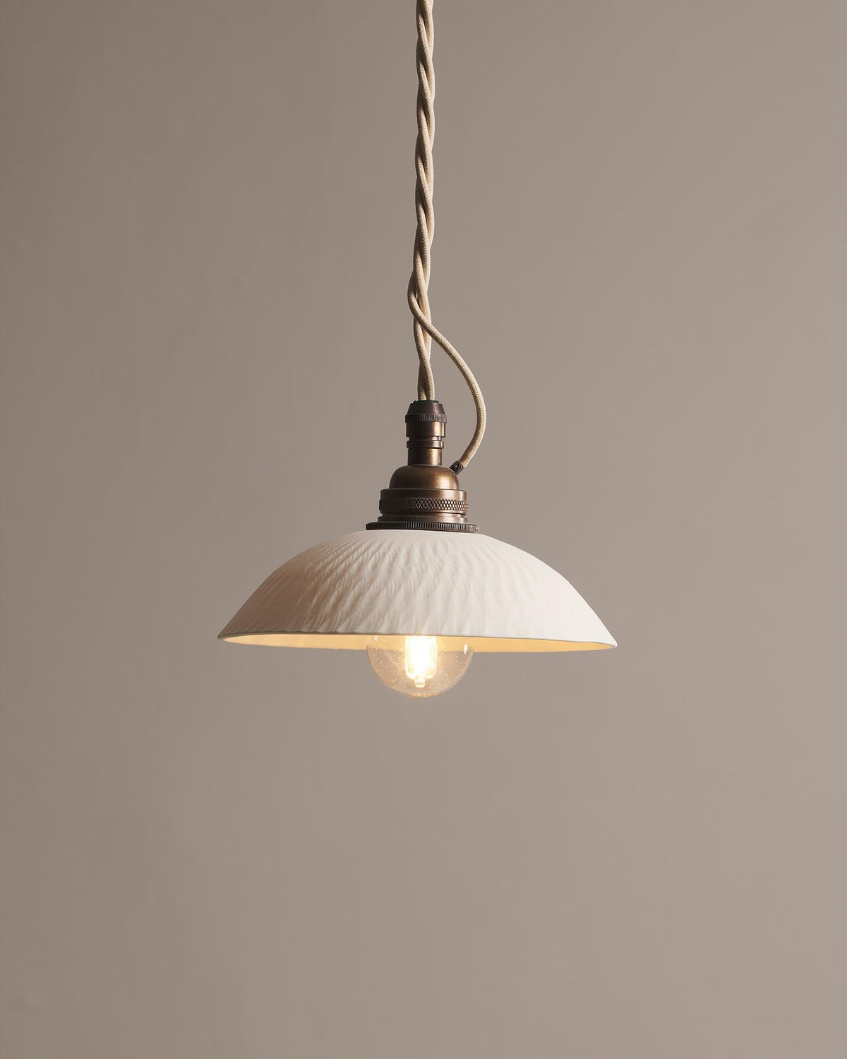Small Chattered Skullcap Porcelain Pendant Light TEST