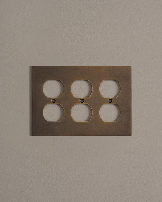deVOL Oxidised Brass Duplex Outlet Plate