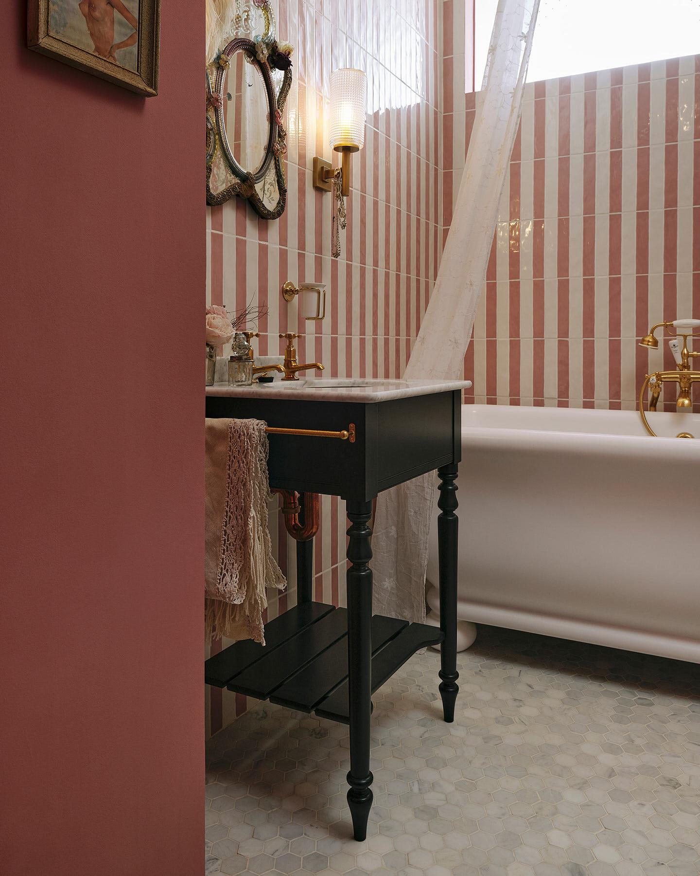 The Victorian Washstand with Pillar Taps - Small, Printer's Black, No Worktop