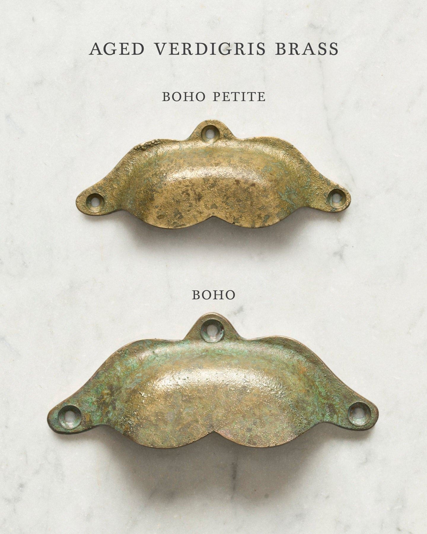 Aged Verdigris Brass Boho Handle - Petite
