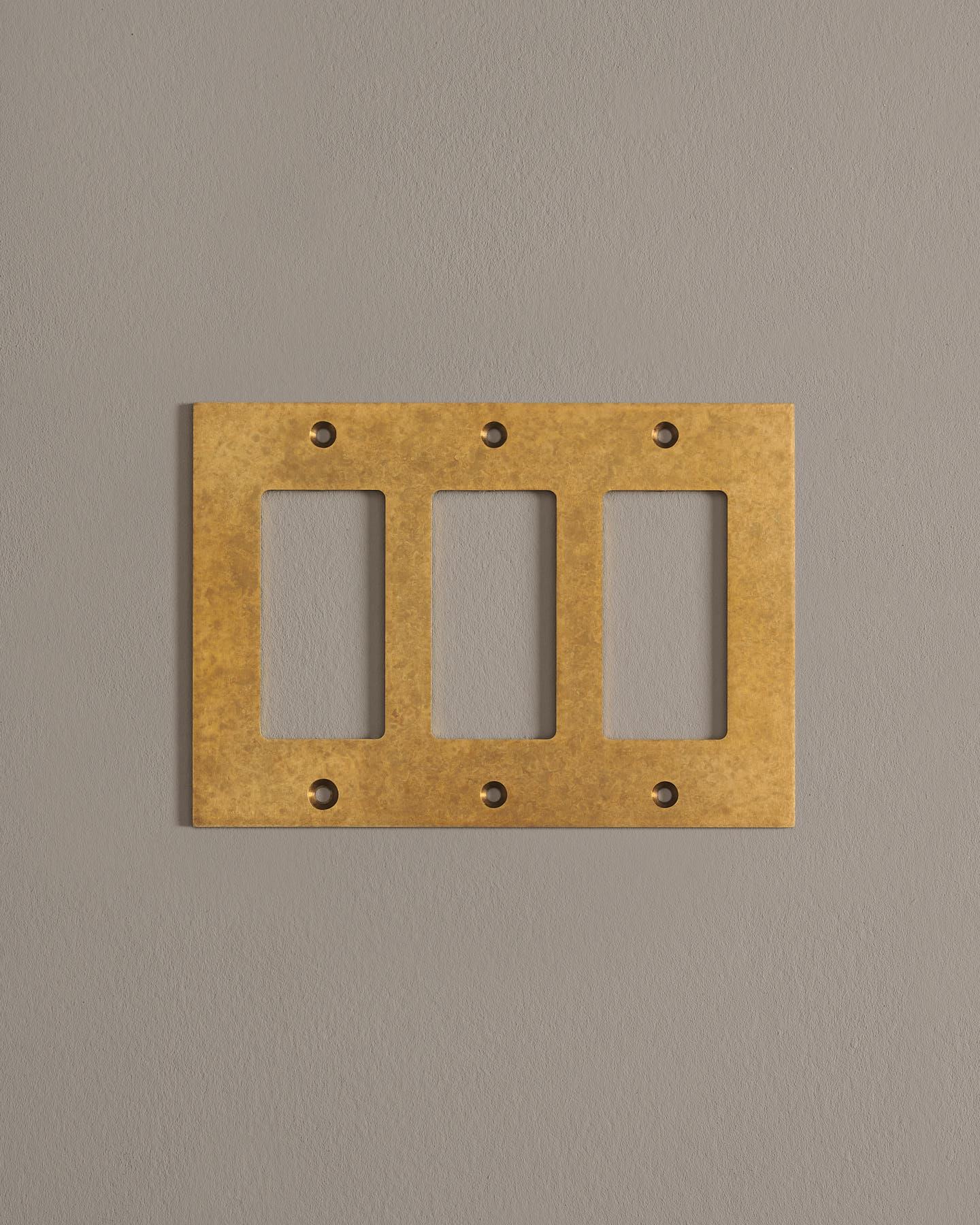 deVOL Aged Brass Decora Plate - 3 Gang