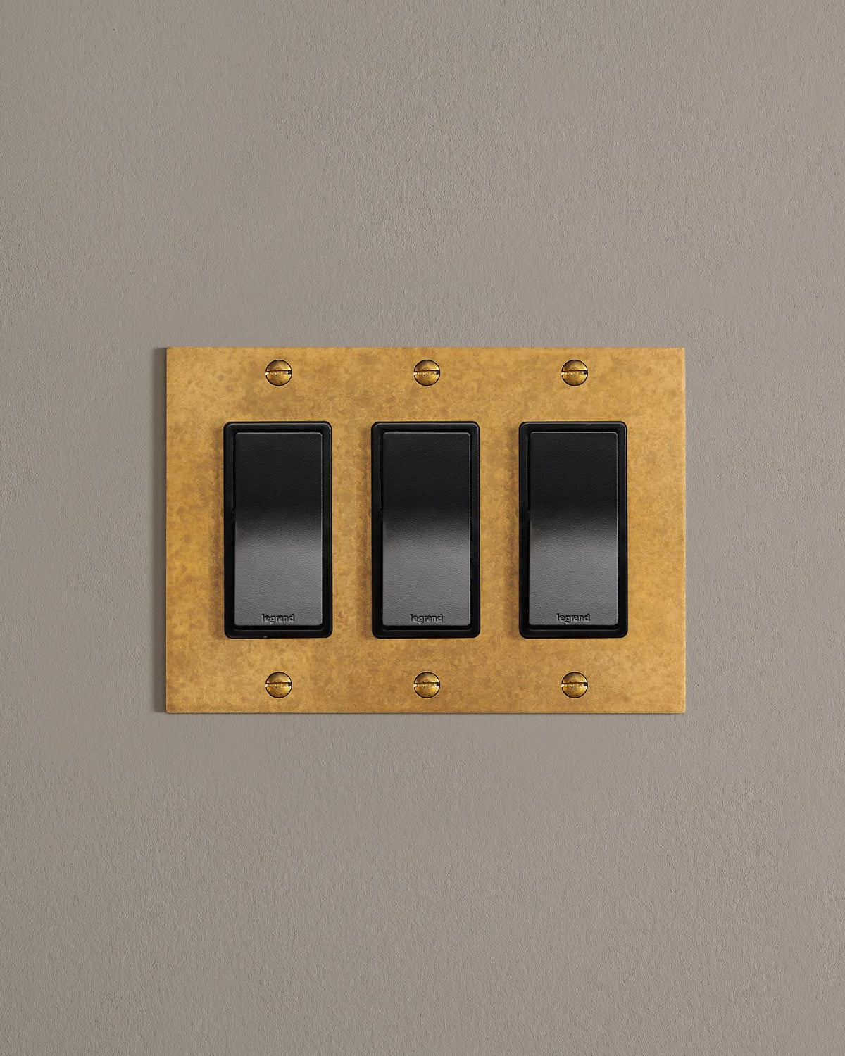 deVOL Aged Brass Decora Plate - 3 Gang TEST