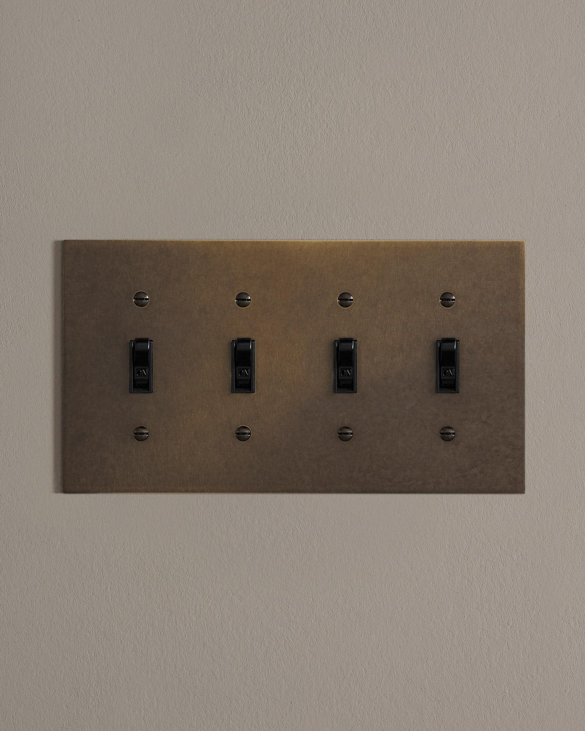 deVOL Oxidised Brass Toggle Switch Plate - 4 Gang TEST