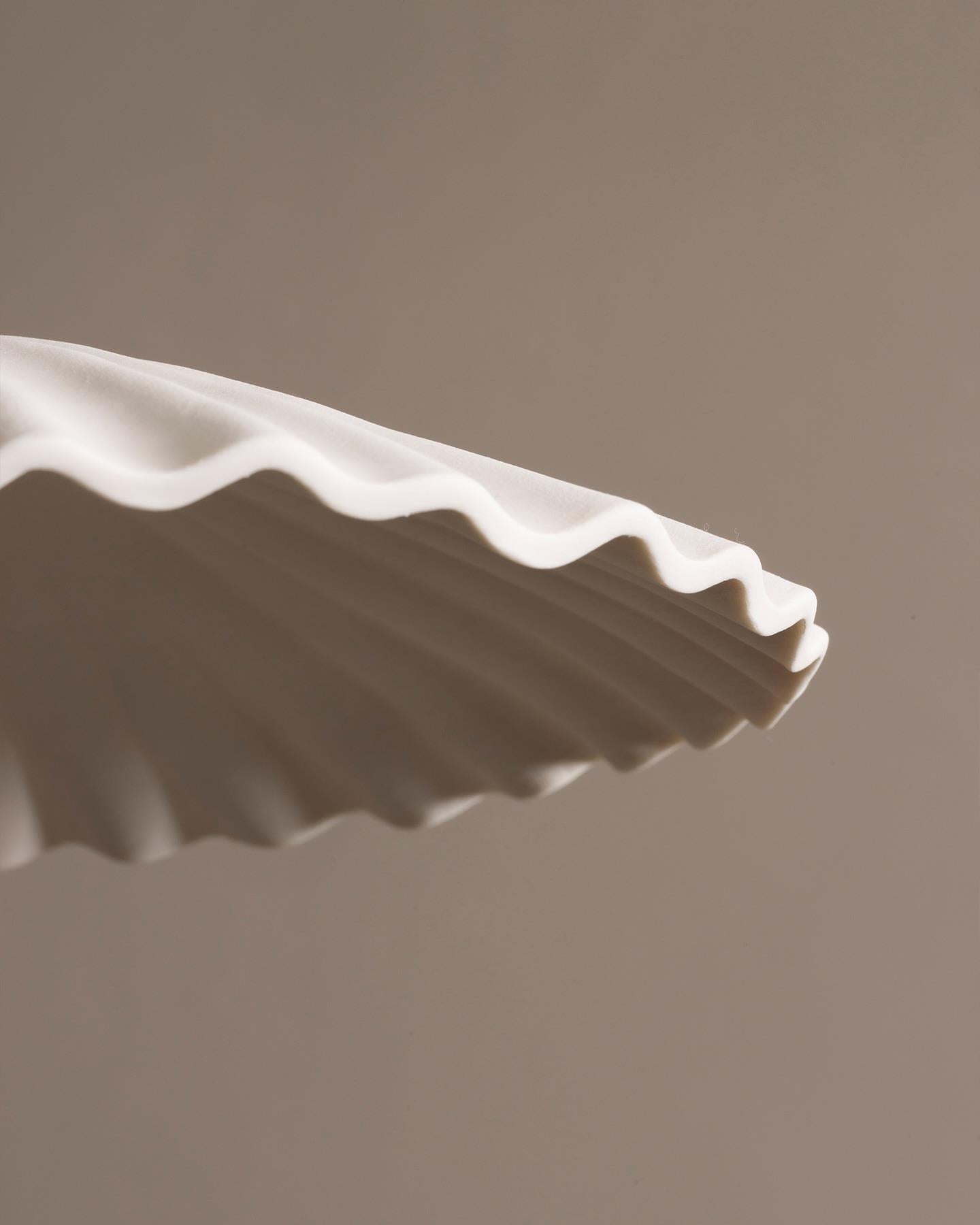 Large Narrow Pleat Porcelain Pendant Light