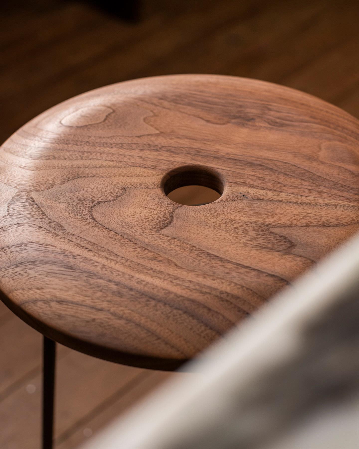 The Creedy Stool - Natural Walnut with Charcoal Black Frame