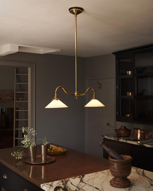 The Petite Heirloom Gaselier Light with Milk Glass Shades - Tall