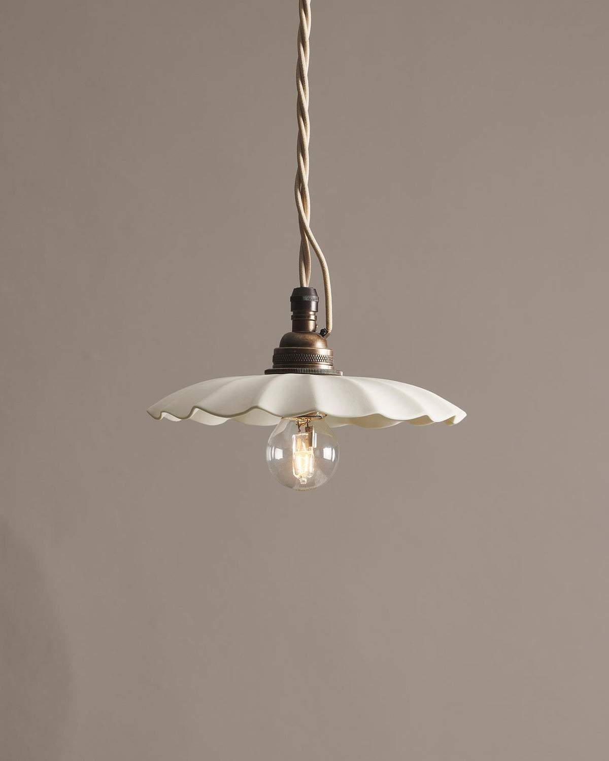 Large Wide Pleat Porcelain Pendant Light TEST