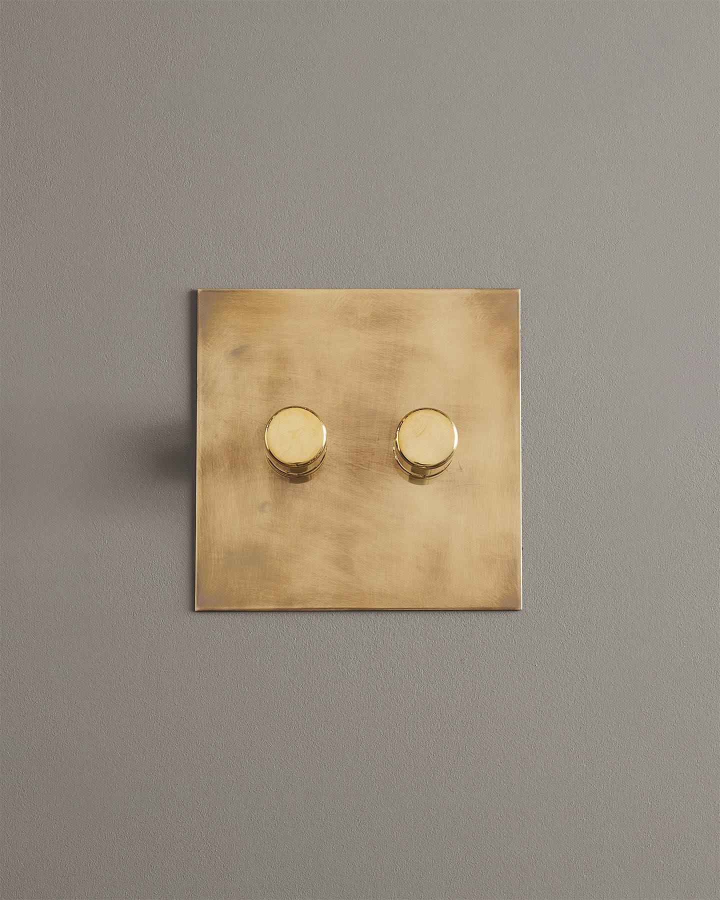 F&L Aged Brass Dimmer Switch - 2 Gang