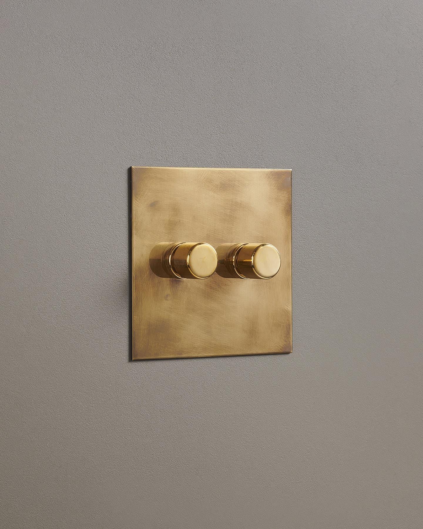 F&L Aged Brass Dimmer Switch - 2 Gang