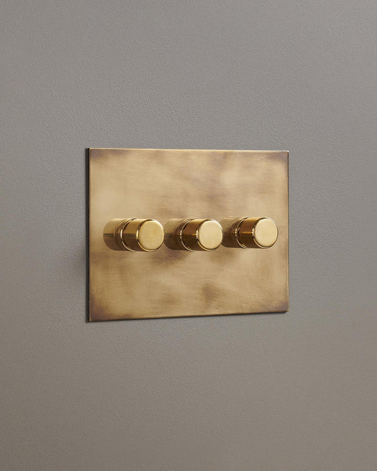 F&L Aged Brass Dimmer Switch - 3 Gang