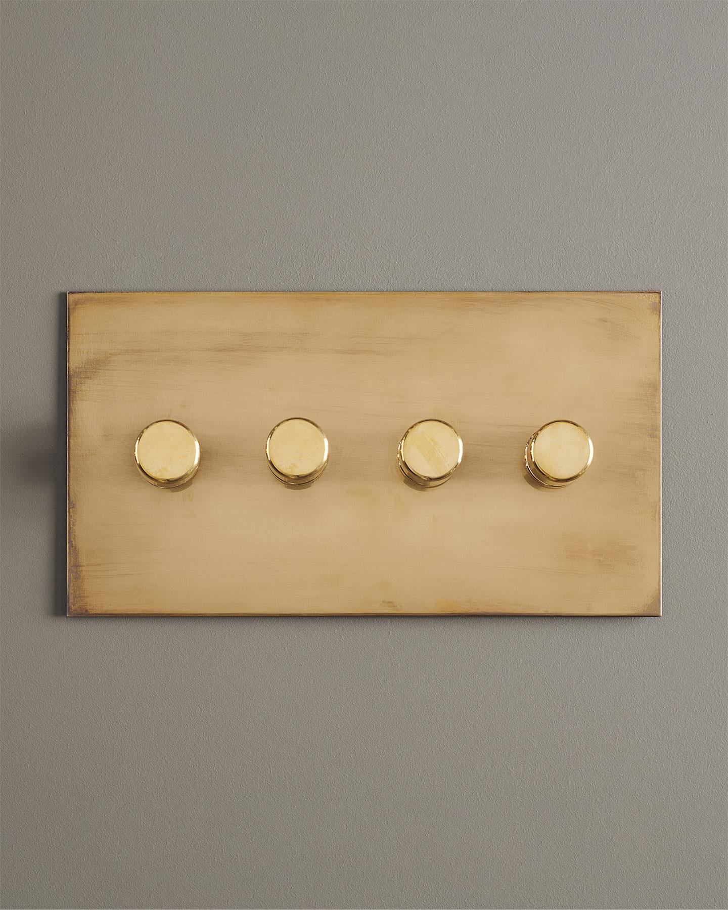 F&L Aged Brass Dimmer Switch - 4 Gang