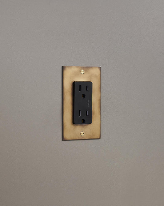 F&L Aged Brass Outlet - 1 Gang