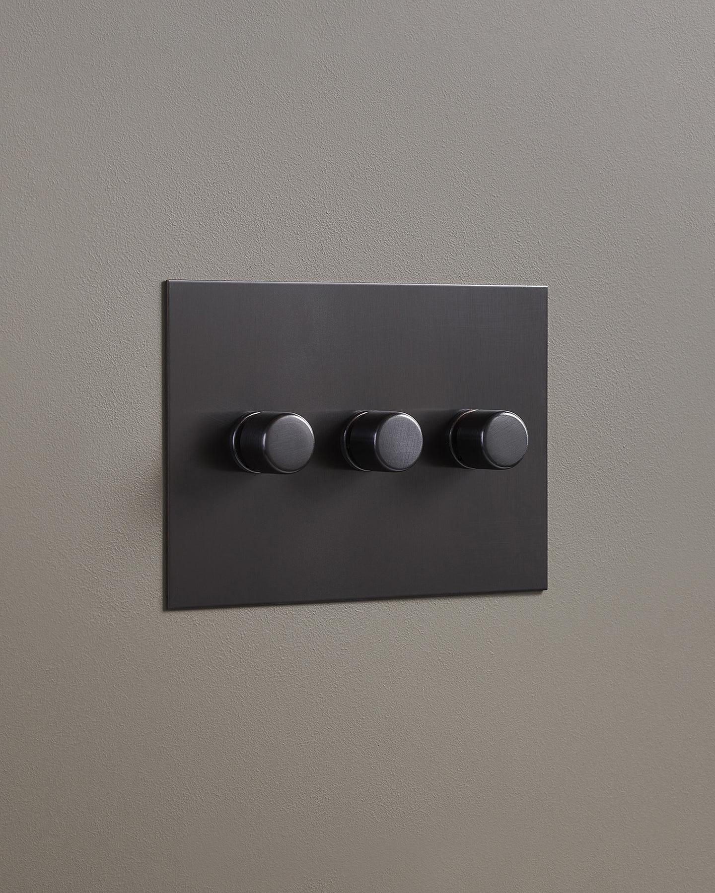 F&L Antique Bronze Dimmer Switch - 3 Gang