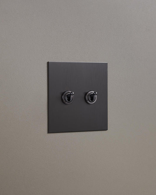 F&L Antique Bronze Toggle Switch - 2 Gang