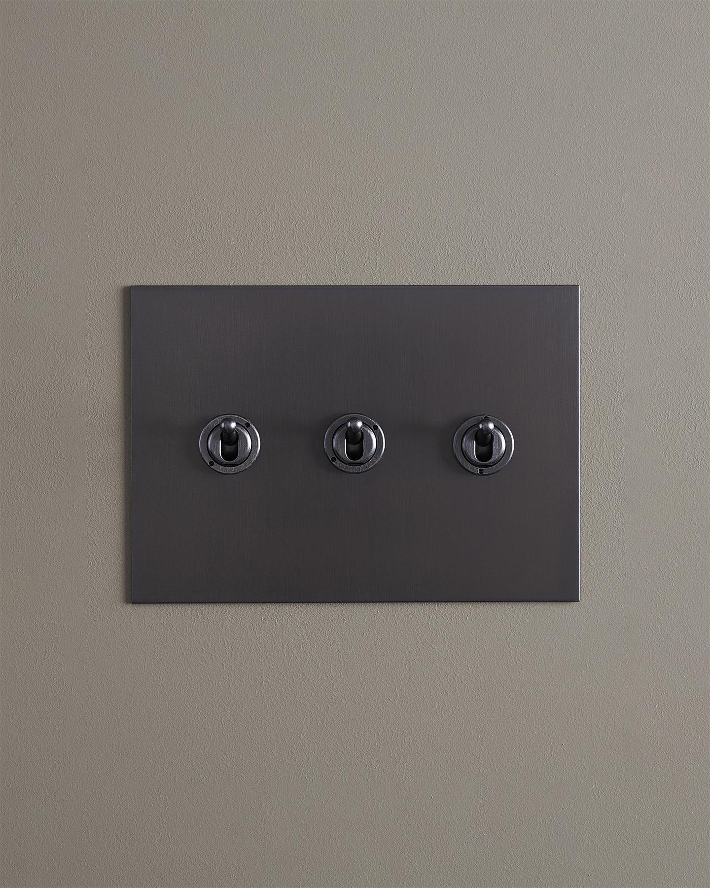 F&L Antique Bronze Toggle Switch - 3 Gang