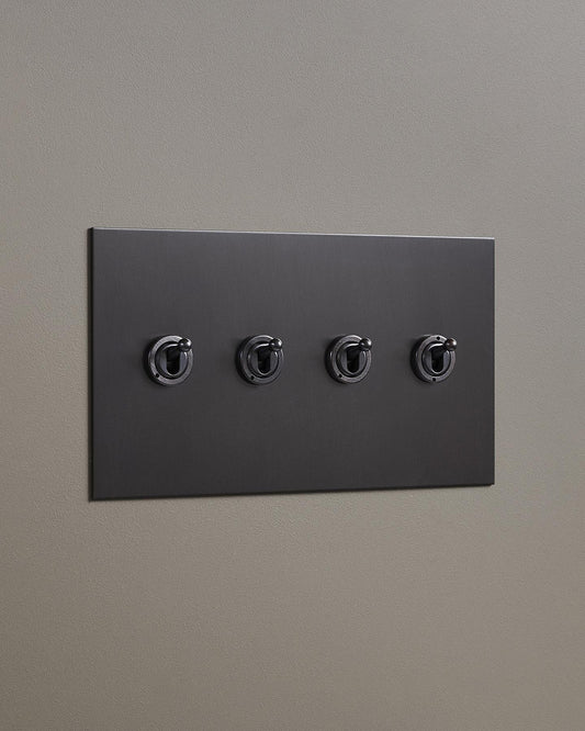 F&L Antique Bronze Toggle Switch - 4 Gang