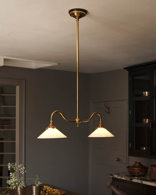 The Petite Heirloom Gaselier Light with Milk Glass Shades