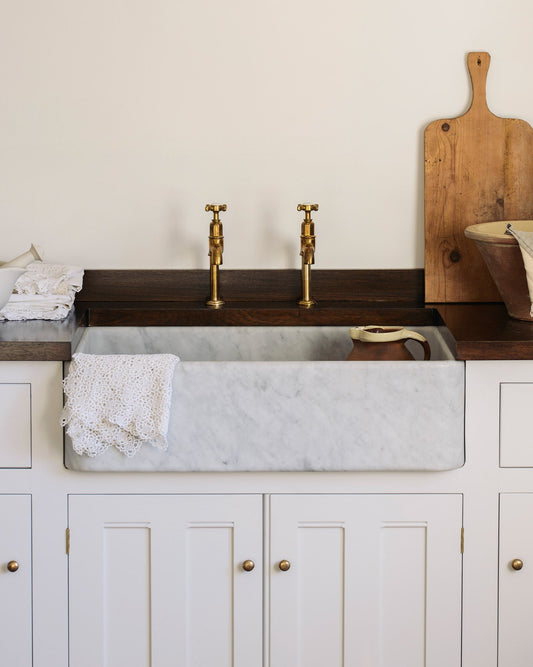 Tuscan Farmhouse Large Single Carrara Marble Sink