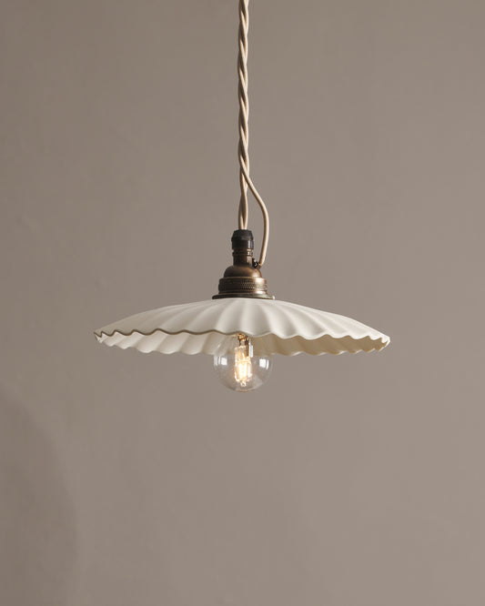 Large Narrow Pleat Porcelain Light