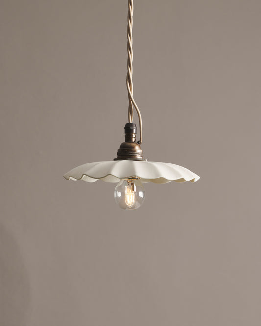 Large Wide Pleat Porcelain Light