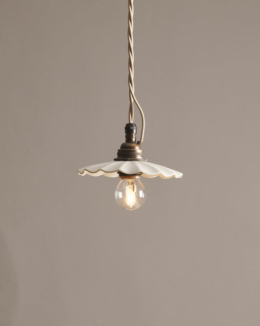 Small Wide Pleat Porcelain Light