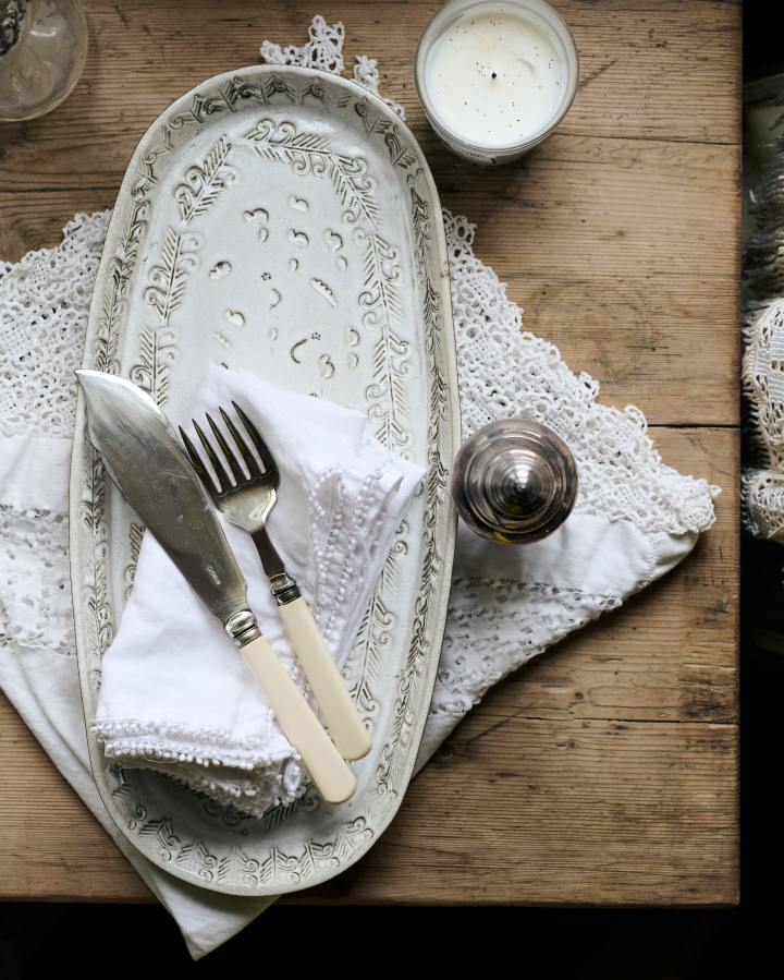 Antique White Oval Platter