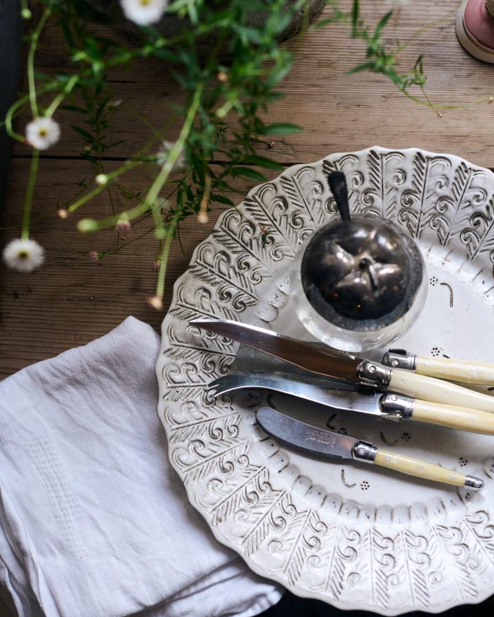 Antique White Round Platter