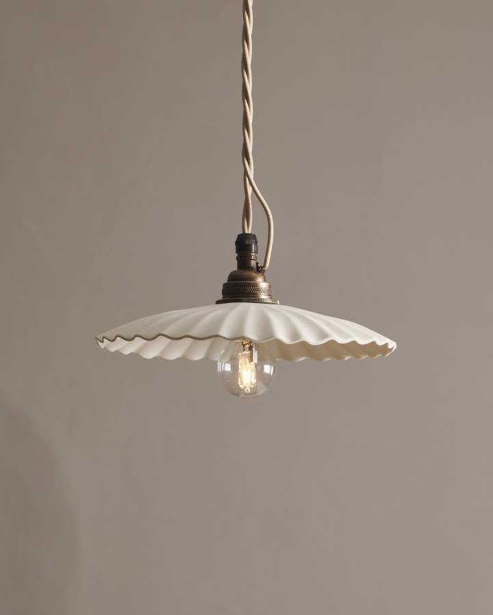 Large Narrow Pleat Porcelain Light