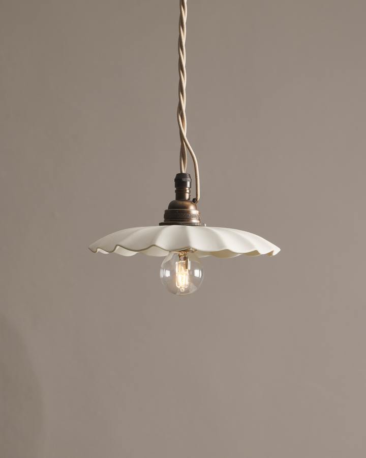 Large Wide Pleat Porcelain Light