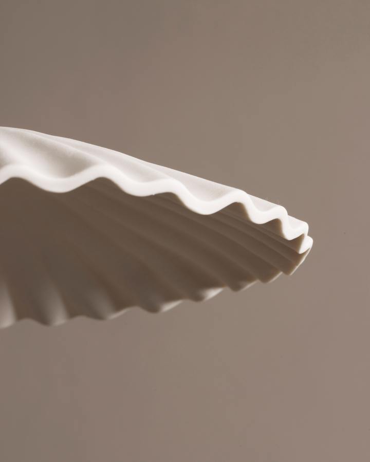 Large Narrow Pleat Porcelain Light