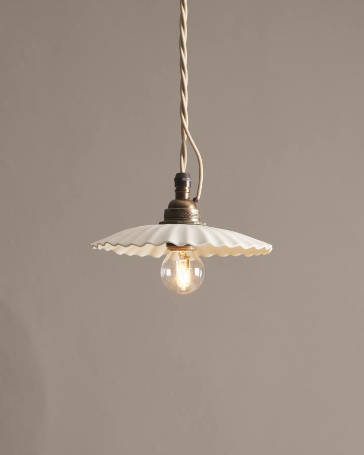 Small Narrow Pleat Porcelain Light